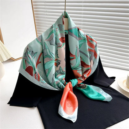 Elegante 90x90cm Twill Zijde-gevoel Vierkante Sjaal voor Dames - Luxe Haar Boomprint Hoofddoek, Sjaal en Nek Sjaal, Perfect voor Hijab of Bandana-stijl!
