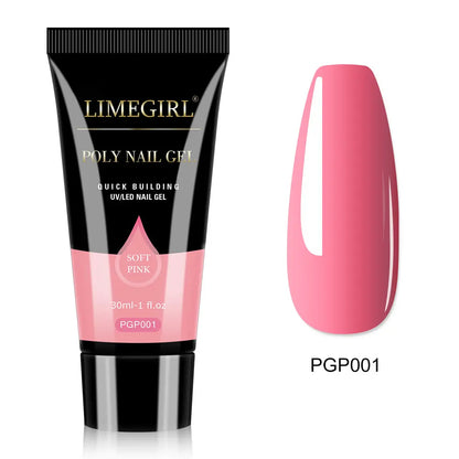 LIMEGIRL 30ml Glanzend Nageluitbreidingsgel - Kristal-Infused Acryl Poly UV Formule voor Snelle en Gemakkelijke Manicures!