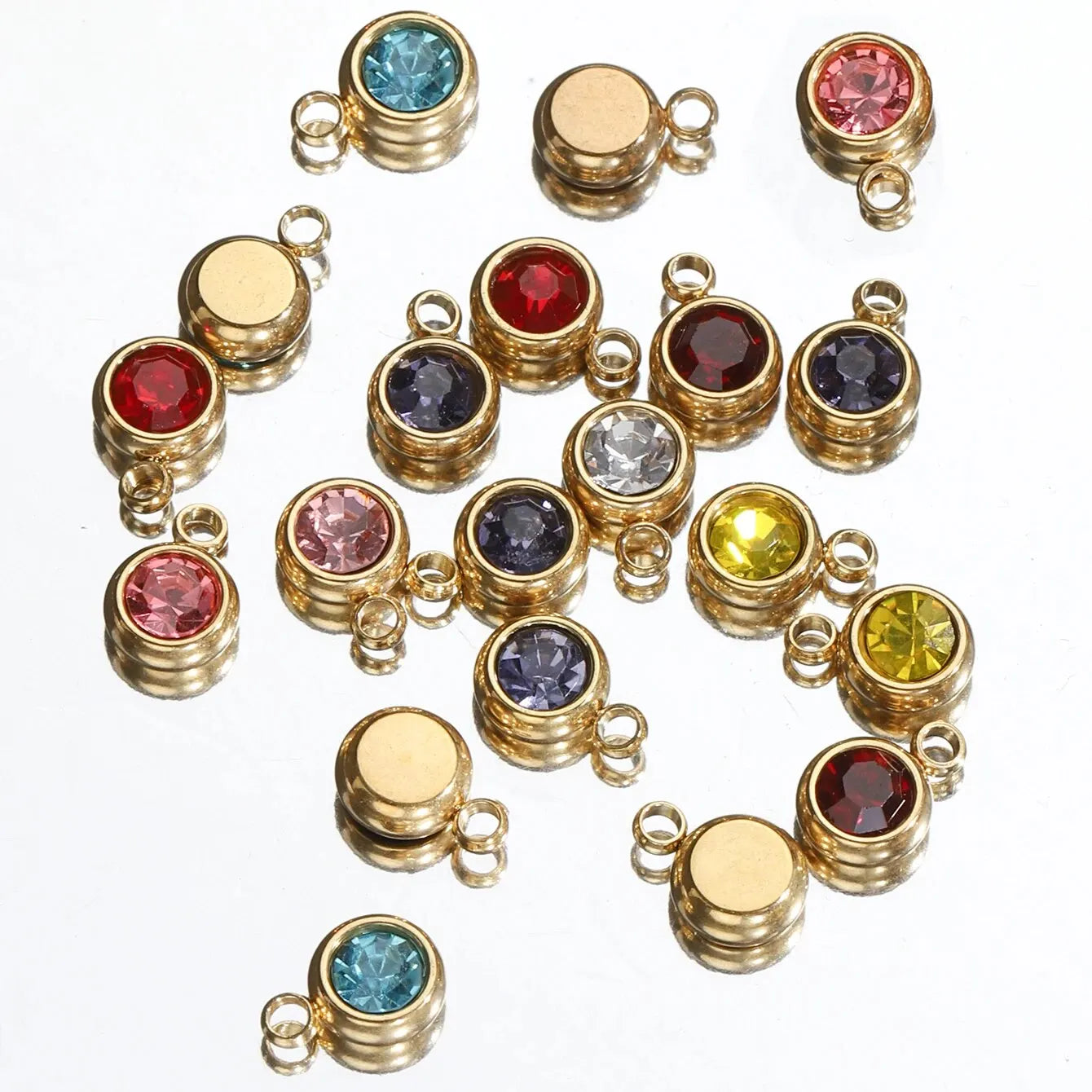 20pcs Stainless Steel Crystal Charms 6mm Pendants