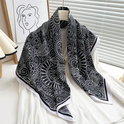 Elegante 90x90cm Twill Zijde-gevoel Vierkante Sjaal voor Dames - Luxe Haar Boomprint Hoofddoek, Sjaal en Nek Sjaal, Perfect voor Hijab of Bandana-stijl!