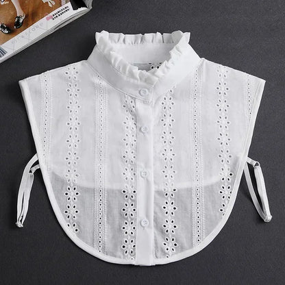 Chic 2024 Voorzijde Strik Witte Afneembare Kant Kraag voor Dames – Vintage Stijl Blouse Accessoire voor een Modebewuste Uiterlijk