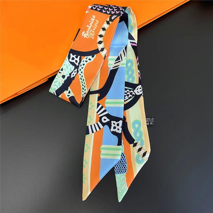 2024 Chic Zebra Florale Zijden Sjaal - Luxe Modeaccessoire voor Vrouwen, Veelzijdige Haarband, Stijlvolle Neckerchief en Elegante Tas Sjaal