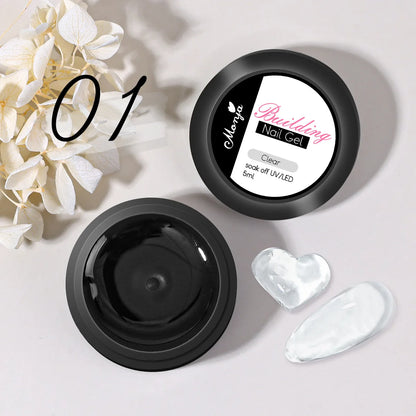 Vibrant Roze, Duidelijke en Witte Solide Builder Gel - Niet-Plakkerige 3D Sculptuur Nagelkunst Gel voor Mooie Hard Gel Verlengingen en DIY Creations
