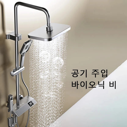 Stijlvol Piano Toets Douche Systeem: Compleet Badkamer Douche Set met LED Digitale Weergave en Koper Armaturen voor Warm en Koud Water Genot