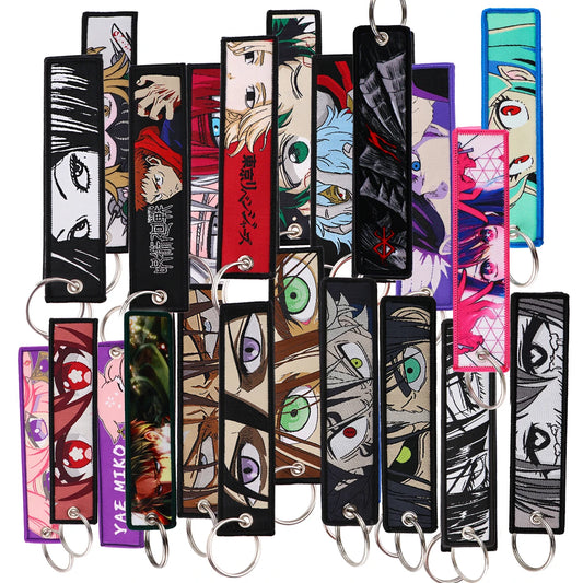 Stijlvolle Japanse Anime Geborduurde Sleutelhangers – Perfecte Sleuteltags voor Motorfietsen, Auto's en Rugzakken – Trendy Sleutelhanger Cadeaus voor Vrienden!