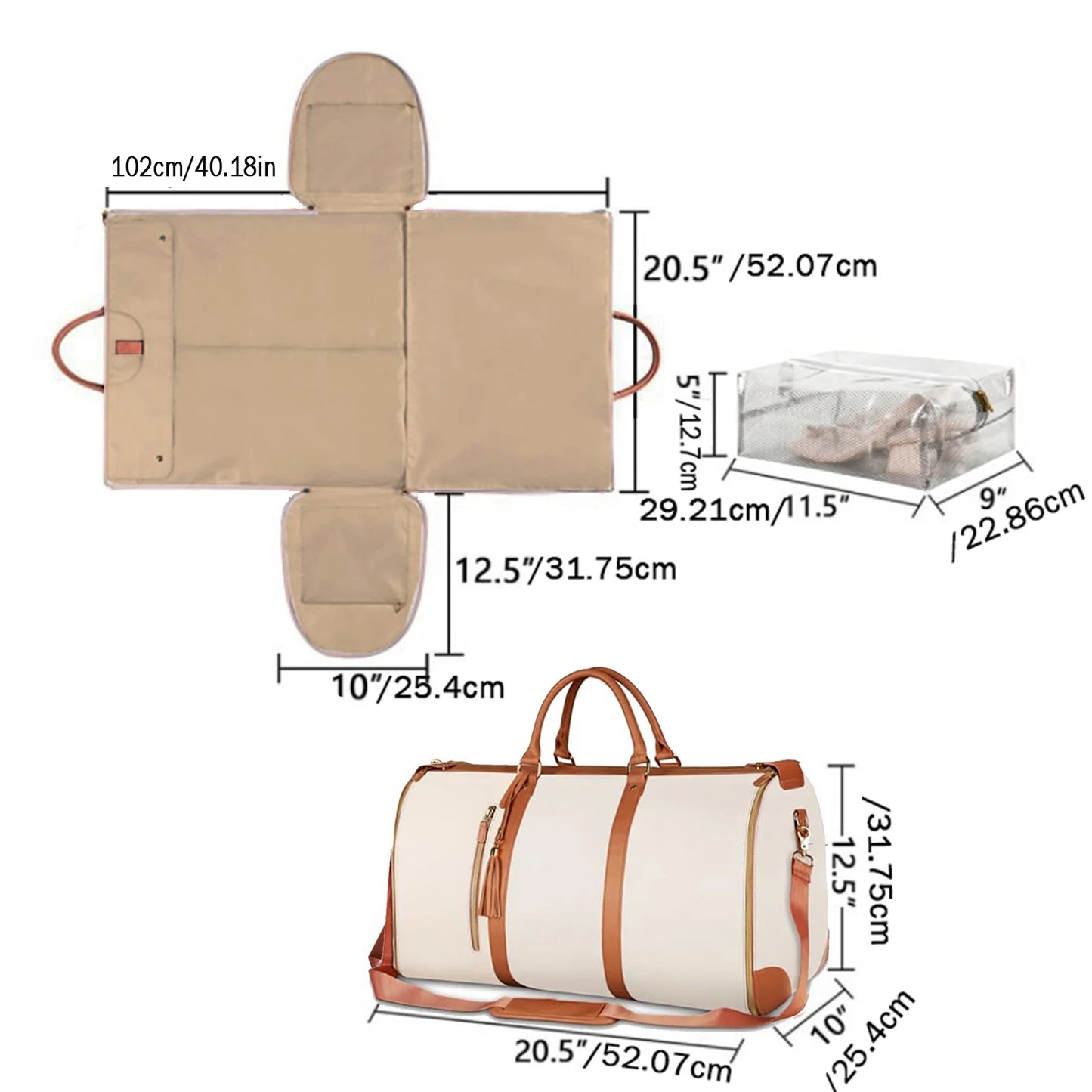 Stylish and Spacious Foldable Women's Travel Duffel Bag - Perfect for Business and Leisure with Durable PU Leather Design