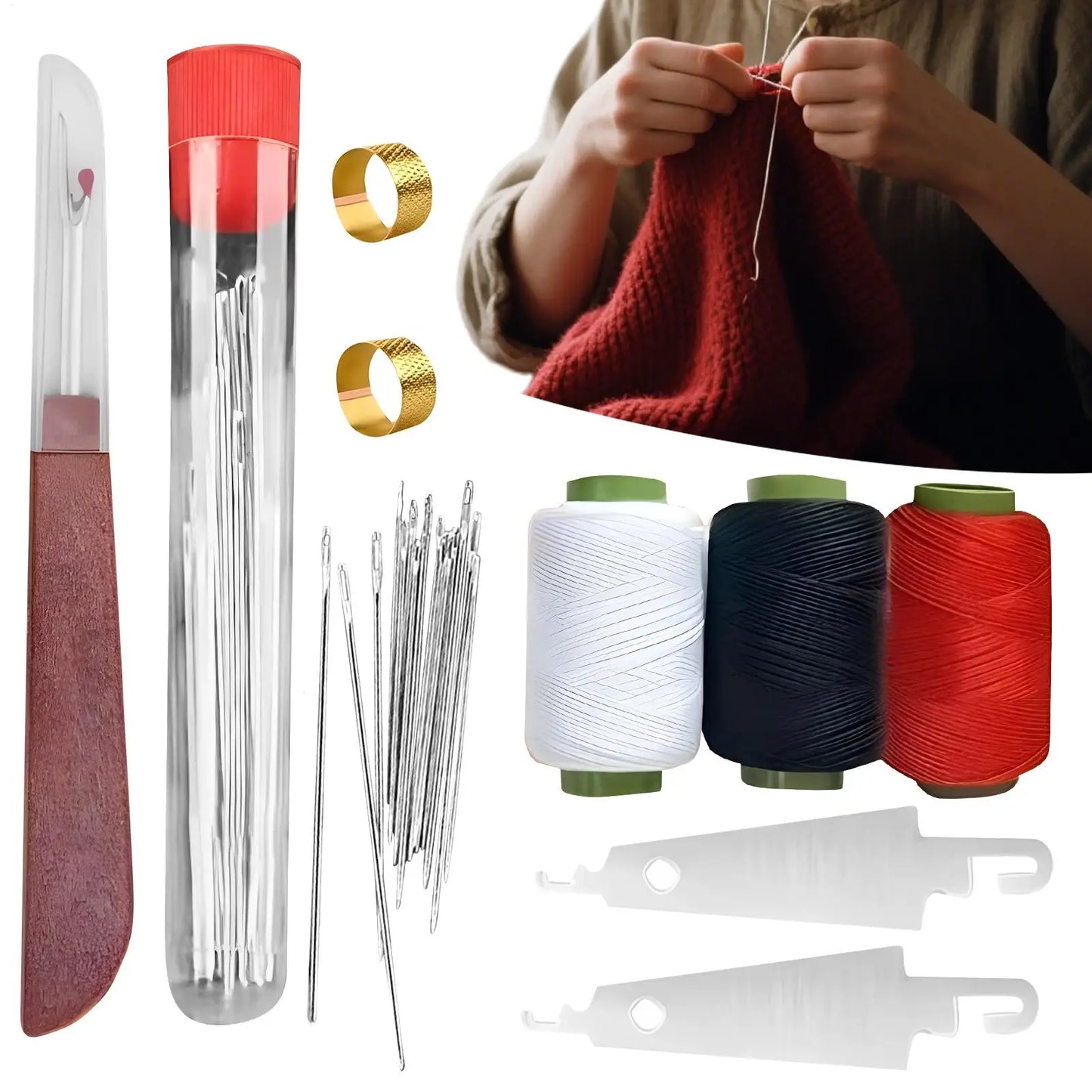 Kit de couture portable 37 pièces aiguilles fils outils couture réparation rapide broderie loisirs créatifs