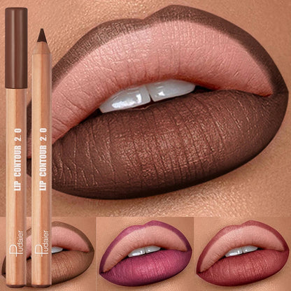 Matte Nude Bruine Lippenpotlood - Waterdicht & Gemakkelijk aan te Brengen, Niet-Plakkerig Lippen Contour Gereedschap voor Perfecte Lippen
