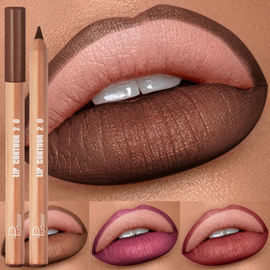 Matte Nude Bruine Lippenpotlood - Waterdicht & Gemakkelijk aan te Brengen, Niet-Plakkerig Lippen Contour Gereedschap voor Perfecte Lippen