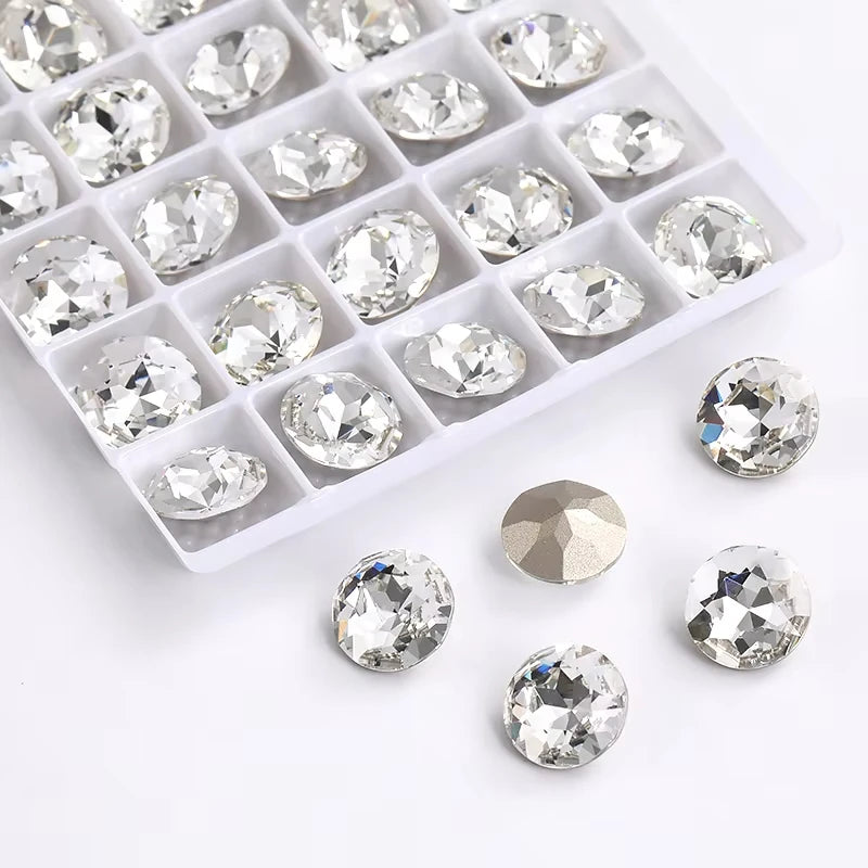 20 Pieces of Round K9 Glass Rhinestones Pointback Crystal 32 Facet Loose Stones for Jewelry Making Nail Art Garment Decor