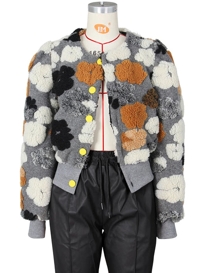 Chic Sibybo 3D Bloem Katoenen Ribbels Gebreide Cardigan - Stijlvolle Enkel-Breasted Trui voor Vrouwen - Perfect voor Casual Winterlooks