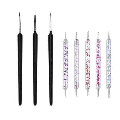 Ultimatieve Nail Art Penseelset: 5 of 20 Professionele Ontwerptools voor Indrukwekkend Schilderen, Tekenen en Dots - Perfect voor Manicures!
