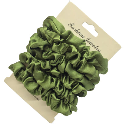 Charmante Satijnen Haarelastiekjes Set - 6 of 5 Stuks Schattige Paardenstaart Accessoires in Zwart voor Stijlvolle Vrouwen