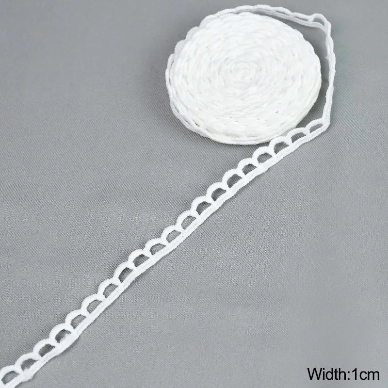 White Lace Trim Milk Silk Water Soluble Embroidery Ribbon Sewing Trim for Clothing DIY Crafts 1–4cm 5 Yards