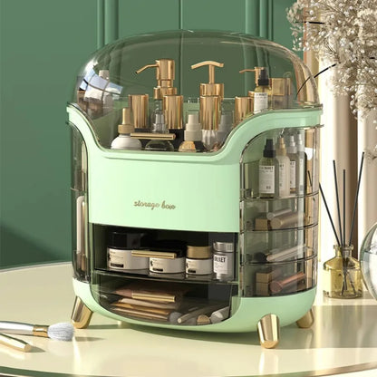Stijlvolle en Ruimtelijke Desktop Make-up Organizer - Helder Kristallen Sieraad en Cosmetica Opbergdoos met Stofdichte Ontwerp voor Al Uw Schoonheidsessentials!