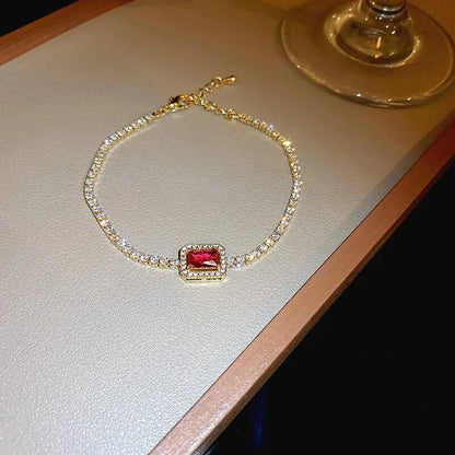 Elegante Koreaanse Vierkante Zirkonia Verstelbare Armband voor Vrouwen - Een Vleugje Licht Luxe en Persoonlijkheid voor Bruiloften en Meer
