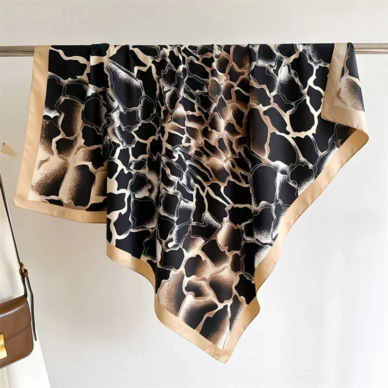 Elegante 90x90cm Twill Zijde-gevoel Vierkante Sjaal voor Dames - Luxe Haar Boomprint Hoofddoek, Sjaal en Nek Sjaal, Perfect voor Hijab of Bandana-stijl!