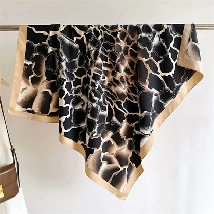 Elegante 90x90cm Twill Zijde-gevoel Vierkante Sjaal voor Dames - Luxe Haar Boomprint Hoofddoek, Sjaal en Nek Sjaal, Perfect voor Hijab of Bandana-stijl!