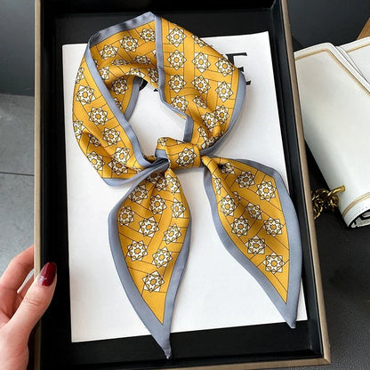 Trendy Floeiende Satijnen Zijde Haar Riem Sjaal voor Vrouwen – Stijlvolle Nekstrik, Tas Sjaal en Skinny Haarband – 2024 Collectie