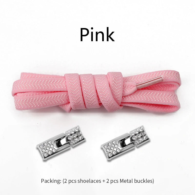 Geen-Knoop Elastische Sneakersluitingen met Diamantkruisvergrendelingen - Perfect voor Kinderen en Volwassenen, 8MM Breedte