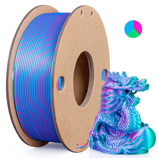 Triple Color Silk PLA Filament 1.75mm 3 in 1 Rainbow PLA 3D Printer Filament 250g Shiny Multicolor Printing Material