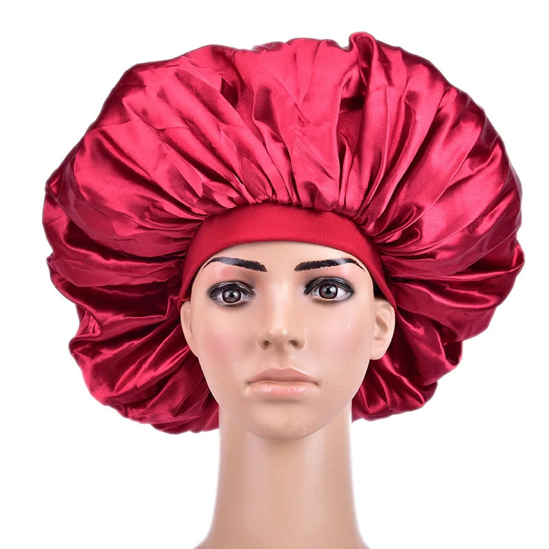 45cm diameter Big Size Satin Silk Bonnet, Night Sleep Cap for Curly & Springy Hair, Hair Protection Head Cover for Women