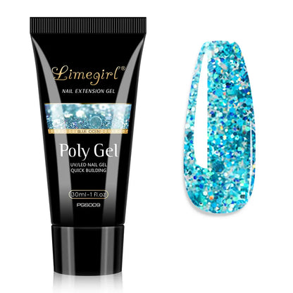 LIMEGIRL 30ml Glanzend Nageluitbreidingsgel - Kristal-Infused Acryl Poly UV Formule voor Snelle en Gemakkelijke Manicures!