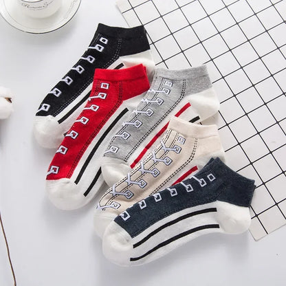 Trendy Ademend Korte Katoenen Sokken met Grappige 3D Skull Letterprint voor Mannen – Stijlvolle Laag Model Sport Boot Sokken