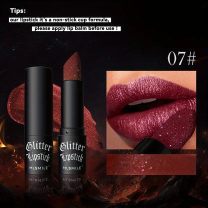Ongelooflijke 7-Kleur Glitter Lippenstift: Hydraterend, Sprankelende Glans met Niet-Plakkende Formule voor een Gedurfde Metalen Afwerking