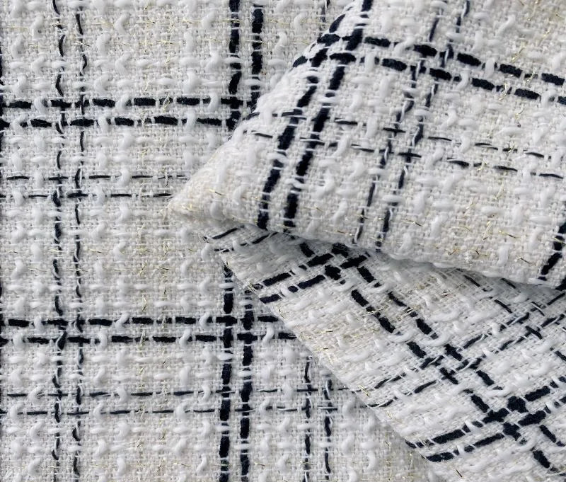 Wool Tweed Fabric Plaid Woven Tweed for Coat Dress Sewing Autumn Winter DIY Clothing Fabric