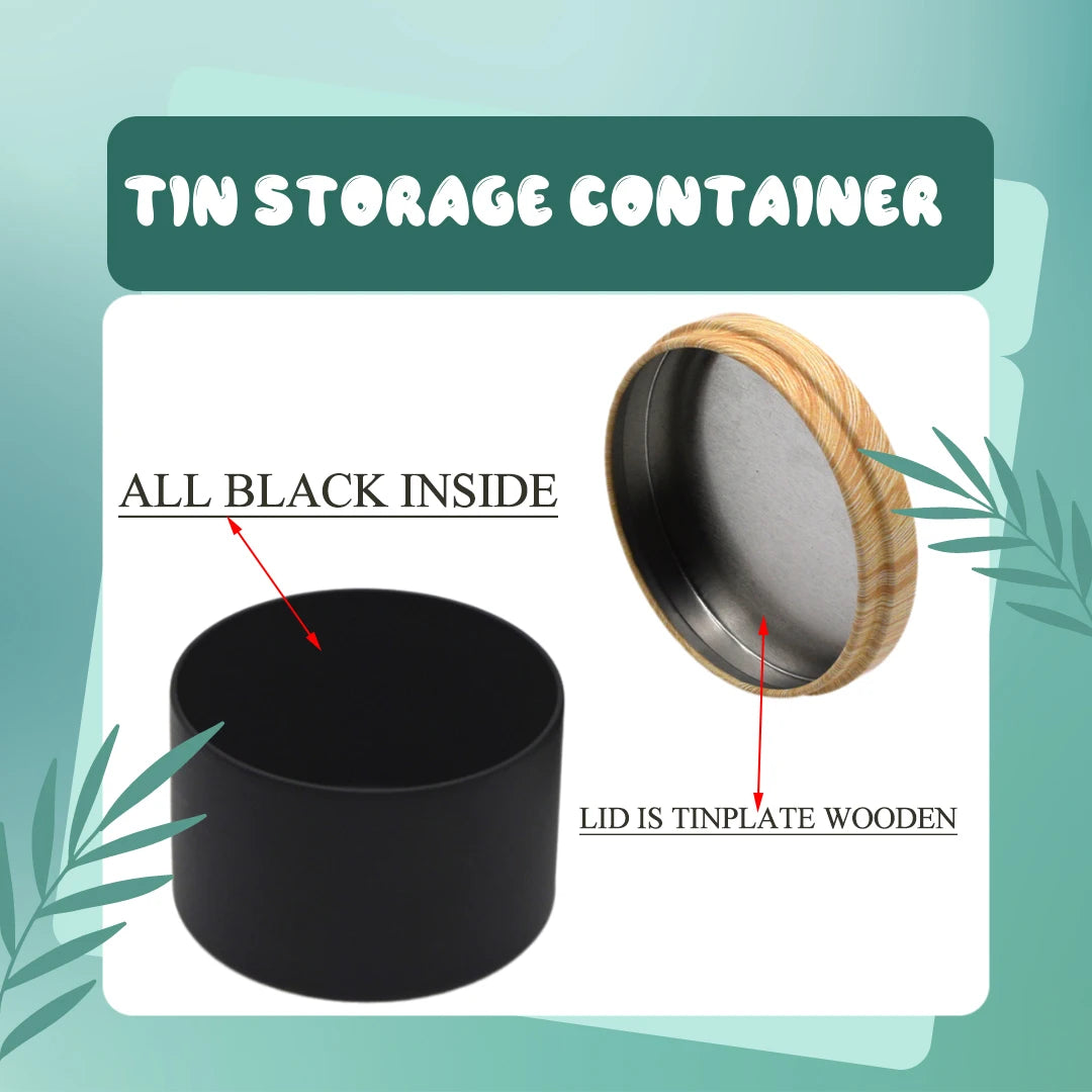 4oz Candle Tins with Wooden Lids | Empty Metal Candle Jars for Candle Making | Black White Green Purple Containers