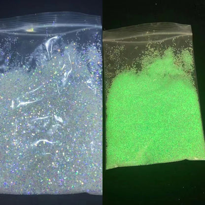 10g Blauw Groene Gloei-in-het-Donker Nagelpoeder - Luminieuze Pigmentstof voor Indrukwekkende Sieraden en Knutsel Decoraties