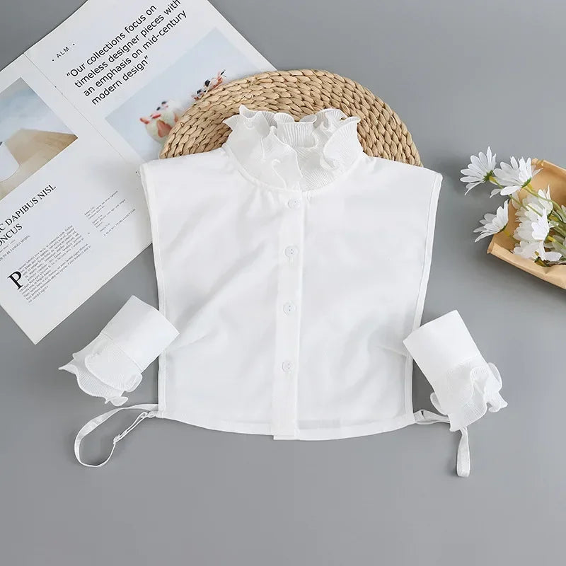 Chic 2024 Voorzijde Strik Witte Afneembare Kant Kraag voor Dames – Vintage Stijl Blouse Accessoire voor een Modebewuste Uiterlijk