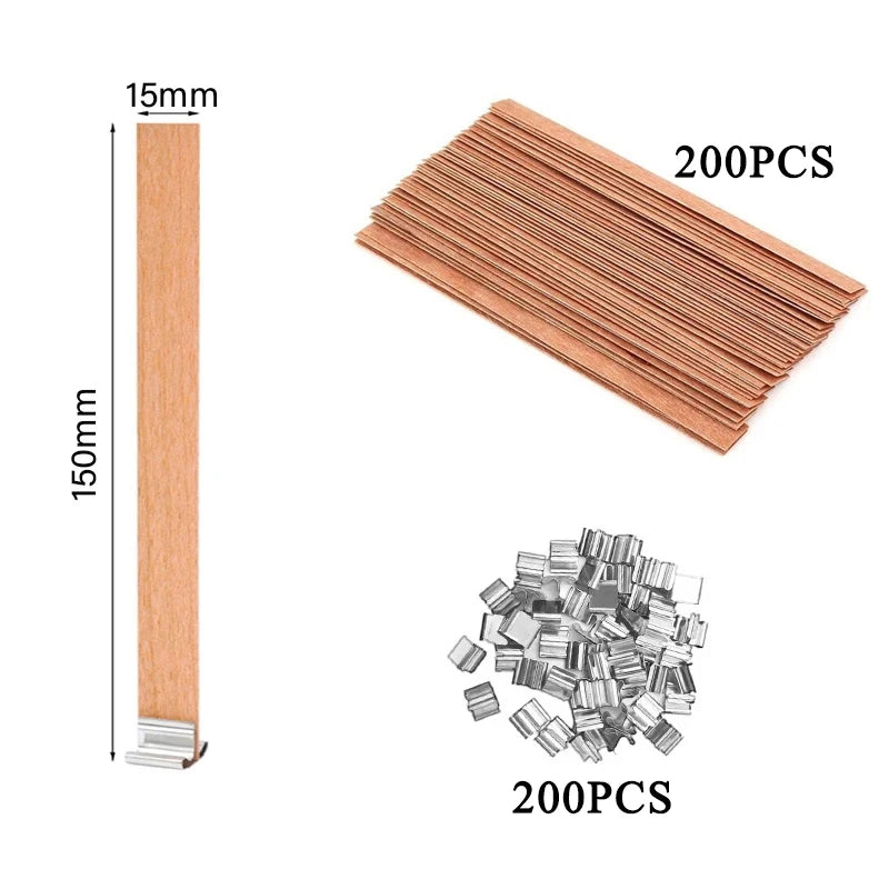 Wood Candle Wick with Clip for DIY Candles Soy Wax Supplies