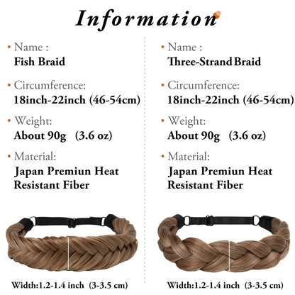 Synthetic Premium Adjustable Handmade Braided Elastic Band Hair Fashion Braiding Hair Headband Headwear For Women