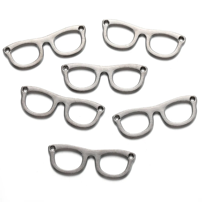 20pcs 6 Color glasses Charms For Bracelets Necklace Keychain Pendant DIY Handmade Jewelry Making accessories 10*29mm J494