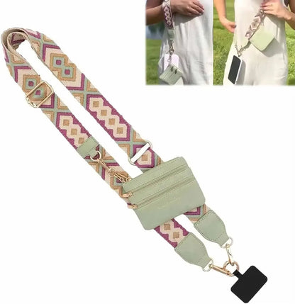 Stijlvolle Verstelbare Telefoon Lanyard met Rits Portemonnee – Modieuze Anti-Verlies Schouderband voor Vrouwen!
