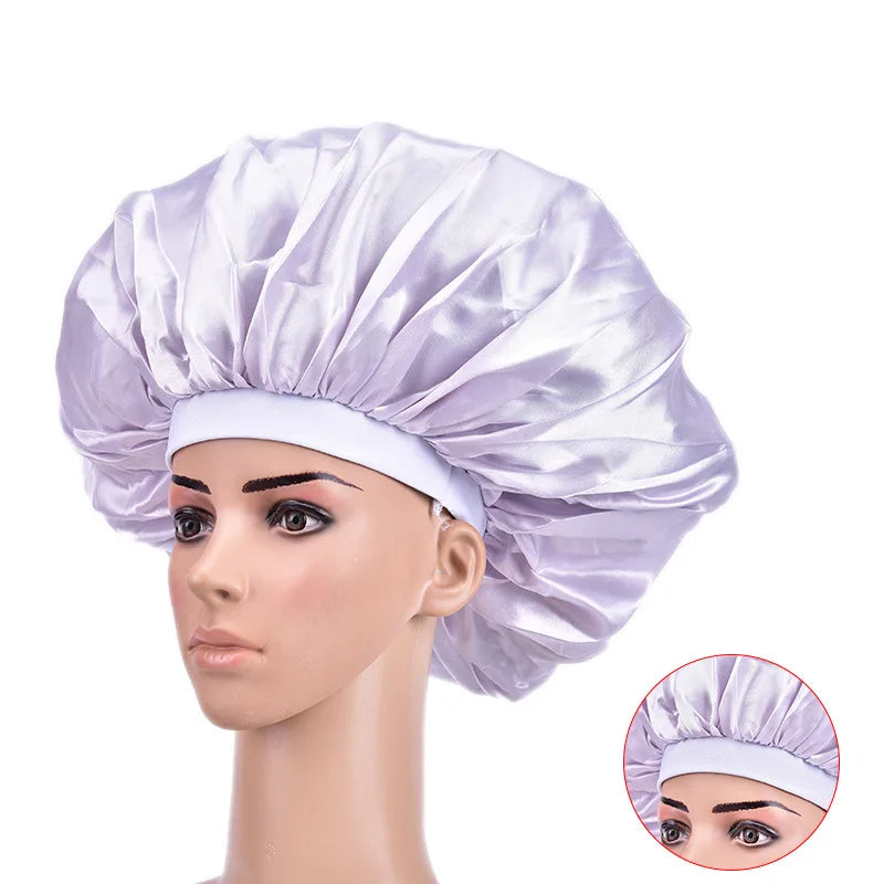 45cm diameter Big Size Satin Silk Bonnet, Night Sleep Cap for Curly & Springy Hair, Hair Protection Head Cover for Women