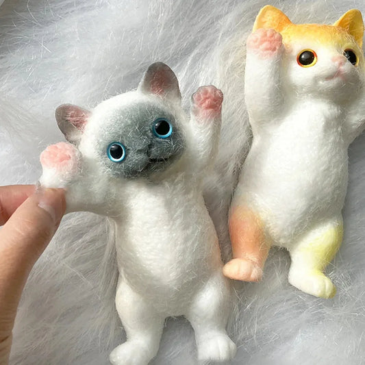 Schattige Extra Grote Flocking Kat Stressverlichting Speelgoed - Perfect Sensory Fidget voor Kinderen en Volwassenen! Ideaal voor Angsten en Ontspanning, Knijp je Zorgen Weg!