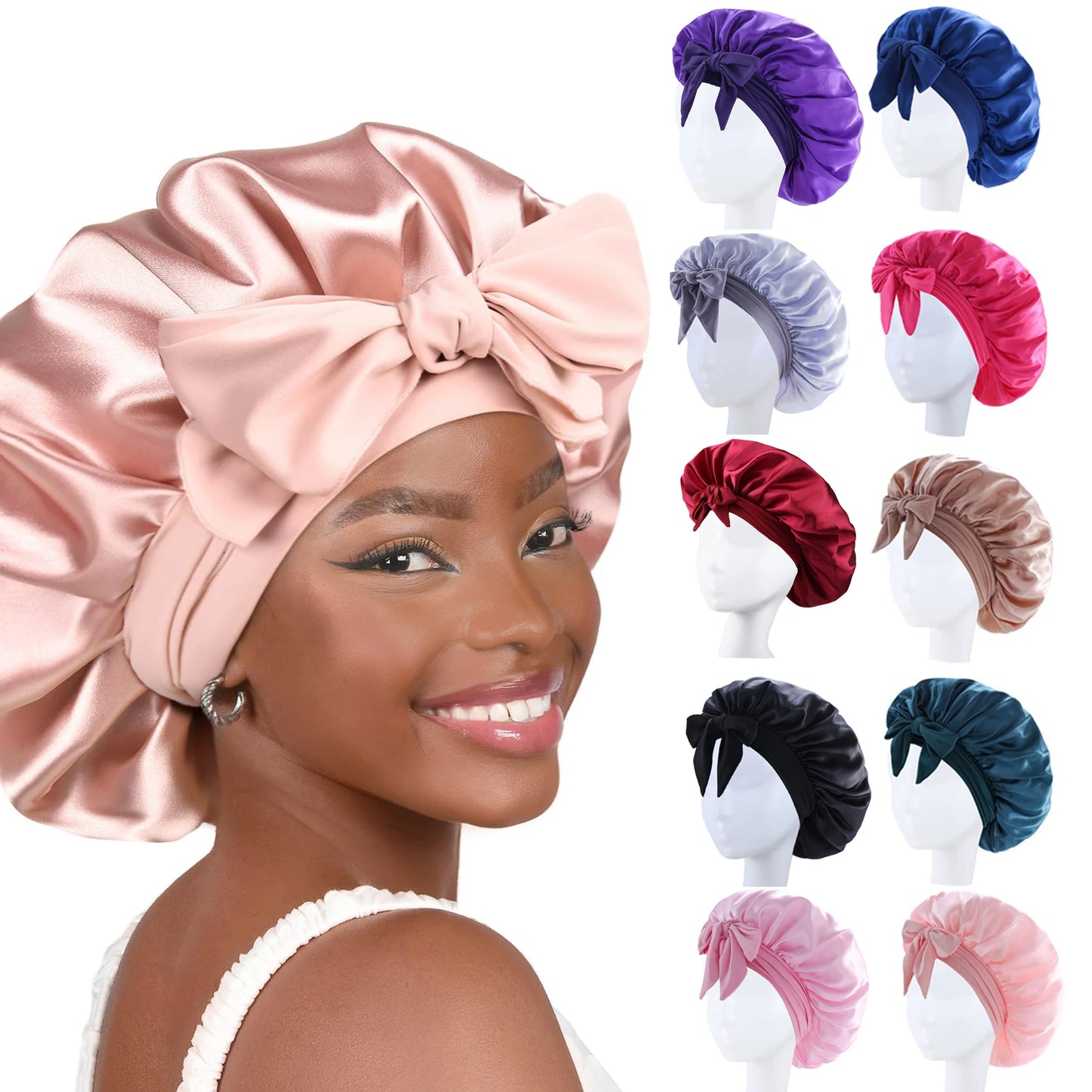 Premium Satin Sleep Bonnet – Overnight Hair Protection