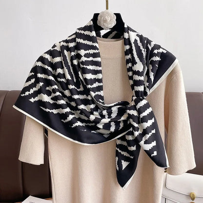 Elegante 90x90cm Twill Zijde-gevoel Vierkante Sjaal voor Dames - Luxe Haar Boomprint Hoofddoek, Sjaal en Nek Sjaal, Perfect voor Hijab of Bandana-stijl!