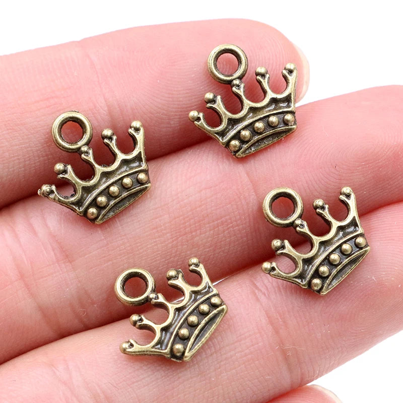 20pcs Crown Charms Antique Silver Gold Bronze Pendants