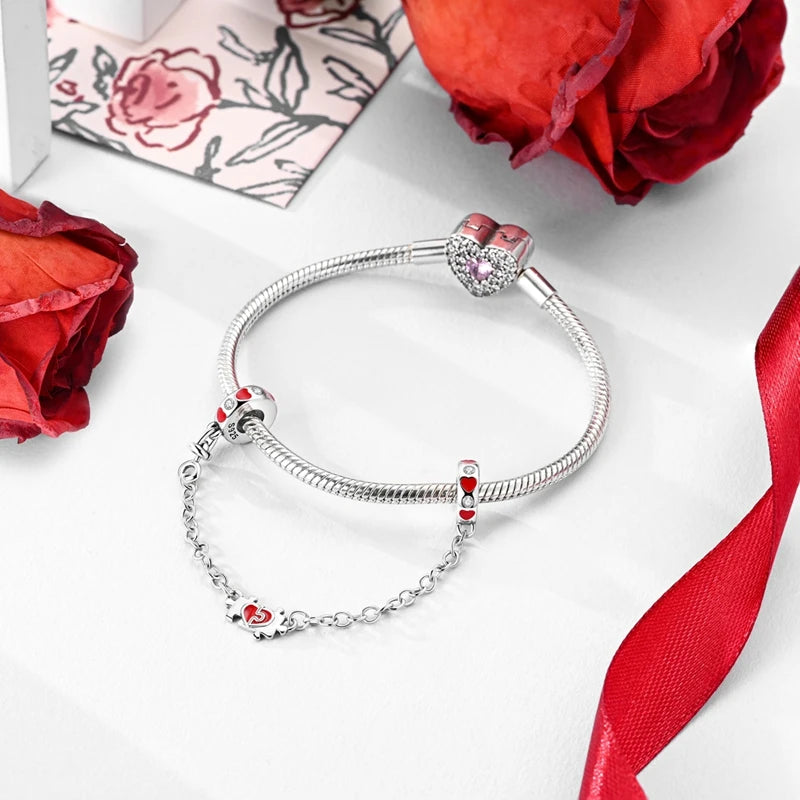 925 Sterling Silver Puzzle Charms Bead with Zircon Inlay DIY Bracelet Pendant Jewelry Making Supplies