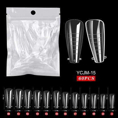Deluxe 60-delige Sculpted Full Cover False Nail Tips voor Perfecte Verlengingen - Ideaal voor UV Gel Polish & Kunstzinnigheid