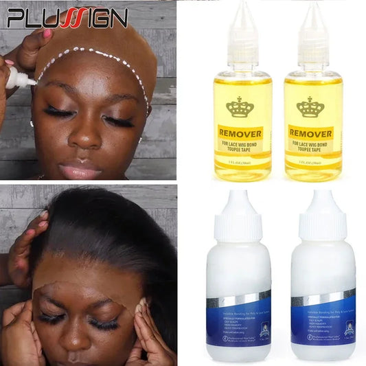 Ultieme Haarstuk Installatie Kit: Plussign Super Lace Glue & Verwijderaar voor Perfecte Lace Wigs, Toupees en Sluitingen