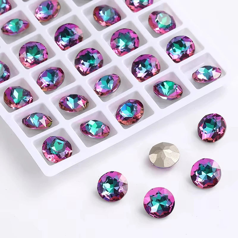 20 Pieces of Round K9 Glass Rhinestones Pointback Crystal 32 Facet Loose Stones for Jewelry Making Nail Art Garment Decor