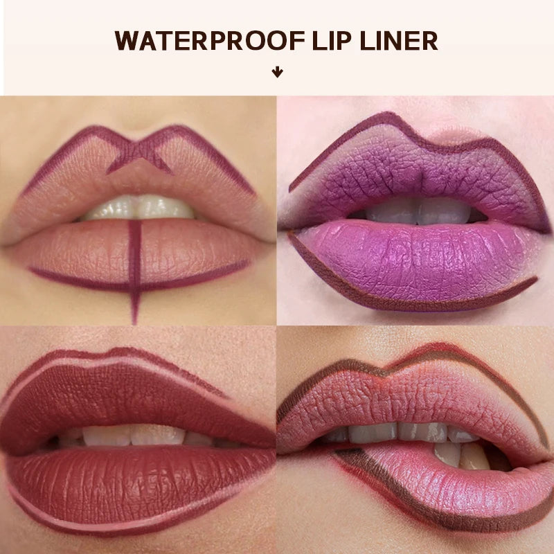 Matte Nude Bruine Lippenpotlood - Waterdicht & Gemakkelijk aan te Brengen, Niet-Plakkerig Lippen Contour Gereedschap voor Perfecte Lippen