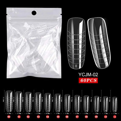 Deluxe 60-delige Sculpted Full Cover False Nail Tips voor Perfecte Verlengingen - Ideaal voor UV Gel Polish & Kunstzinnigheid