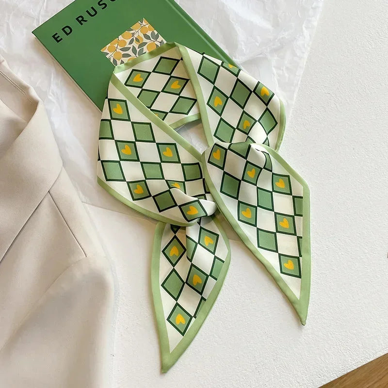 Trendy Floeiende Satijnen Zijde Haar Riem Sjaal voor Vrouwen – Stijlvolle Nekstrik, Tas Sjaal en Skinny Haarband – 2024 Collectie