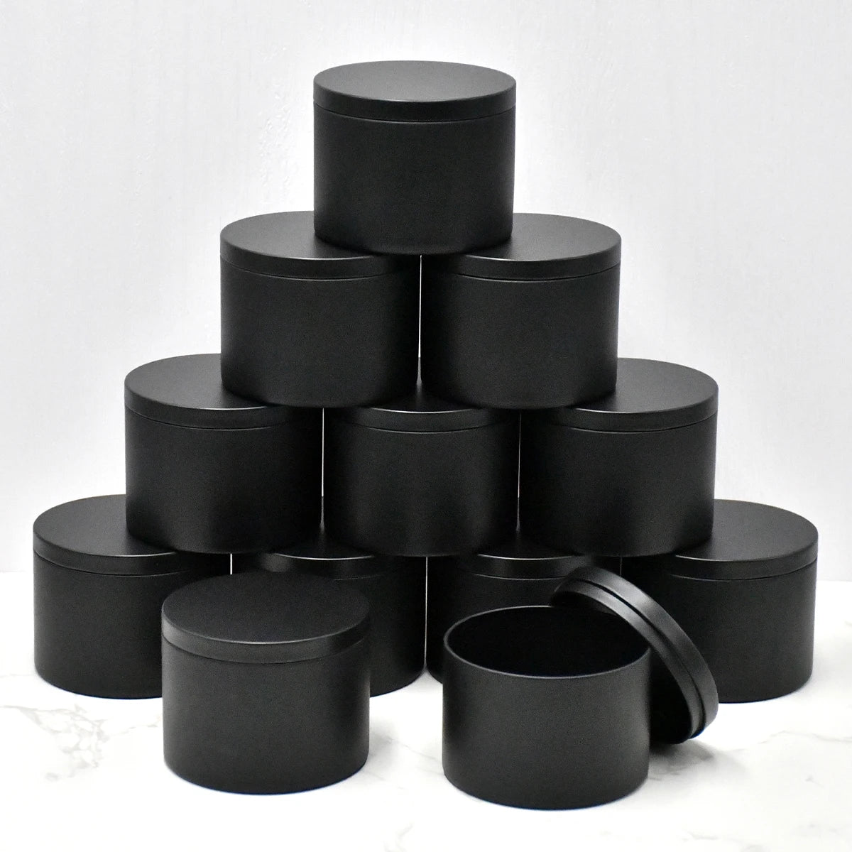 4oz Candle Tins with Wooden Lids | Empty Metal Candle Jars for Candle Making | Black White Green Purple Containers